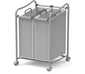 Simple Houseware Bo-011-6 2-bag Heavy Duty Rolling Laundry Sorter Cart Silver 2