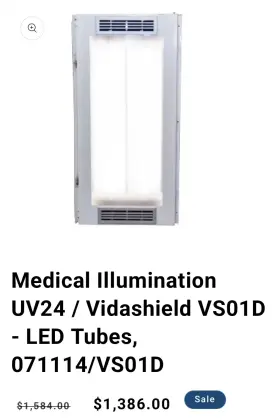 Vitasheild 071114 Uv 24 Dental Light Qty 2 Used Model 071114/vs01d