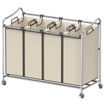 Simple Houseware 4-bag Heavy Duty Rolling Laundry Sorter Cart, Chrome. Fixed Price $55.09.